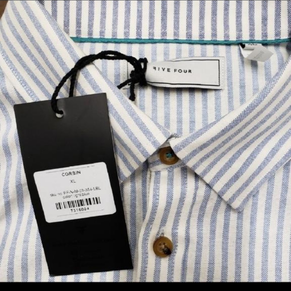Five Four Corbin Pinstriped Mens Dress Shirt - Picture 5 of 7
